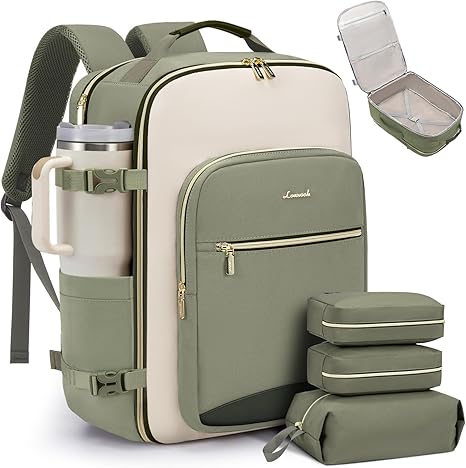 LOVEVOOK 40L Airline Approved Carry-On Travel Backpack with 3 Packing Cubes and 17-Inch Laptop Compartment