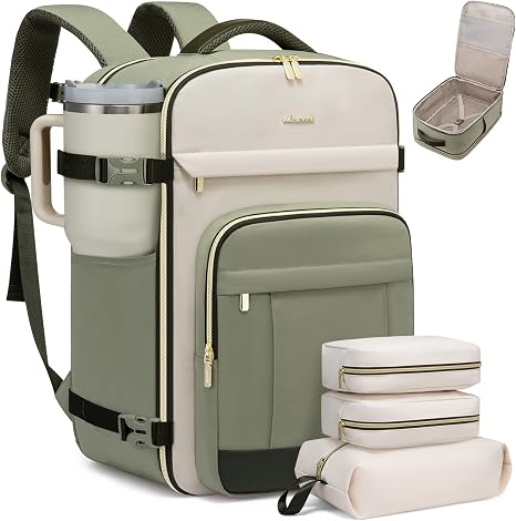 LOVEVOOK 40L Travel Backpack for Women & Men, 17.3-Inch Carry-On and Personal Item Backpack with 3 Packing Cubes